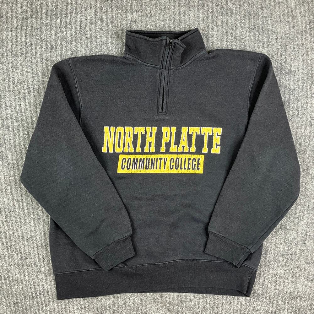 The Game North Platte Sweatshirt Mens M Black 1/4 Zip‎ Pullover Fleece